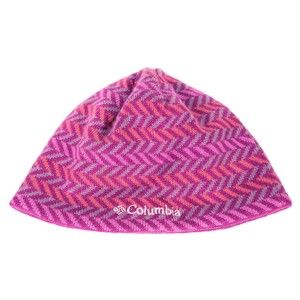 Columbia Girls Reversible Beanie Knit Hat Cap Youth One Size OS Pink Herringbone